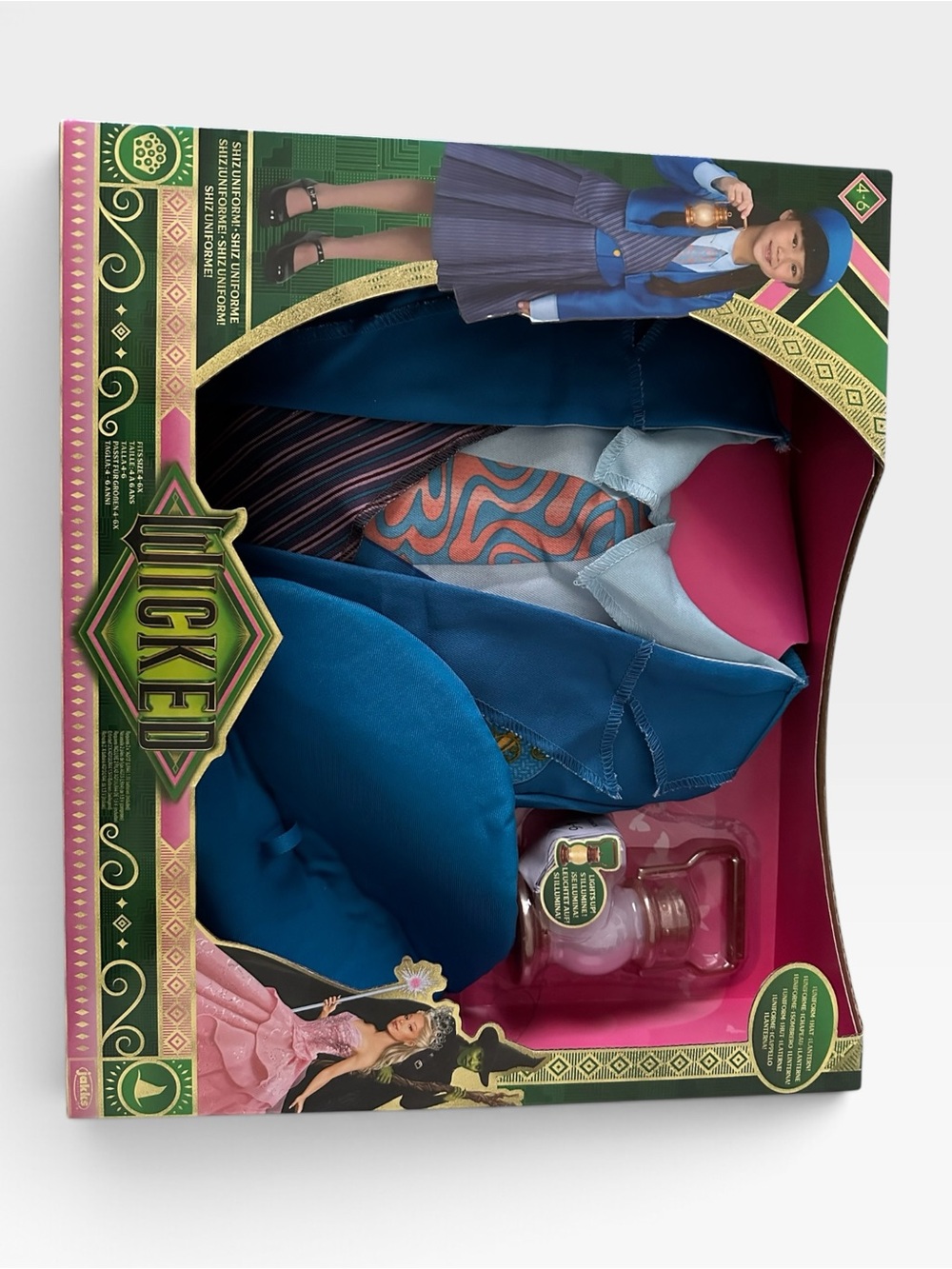 Wicked Shiz University Uniform Costume Kids 4-6X Hat Lantern NWT